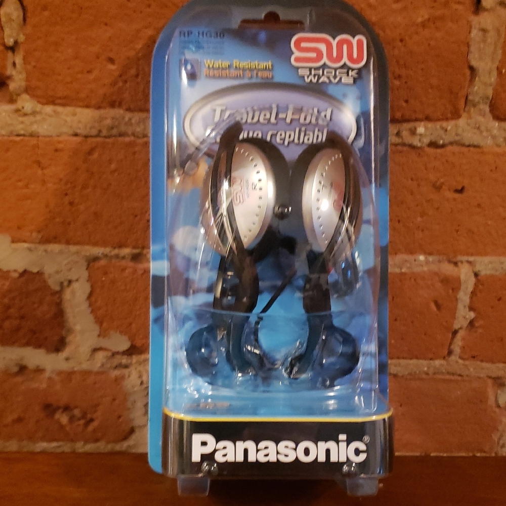 Panasonic Silver and Black Travel-Fold Headphones